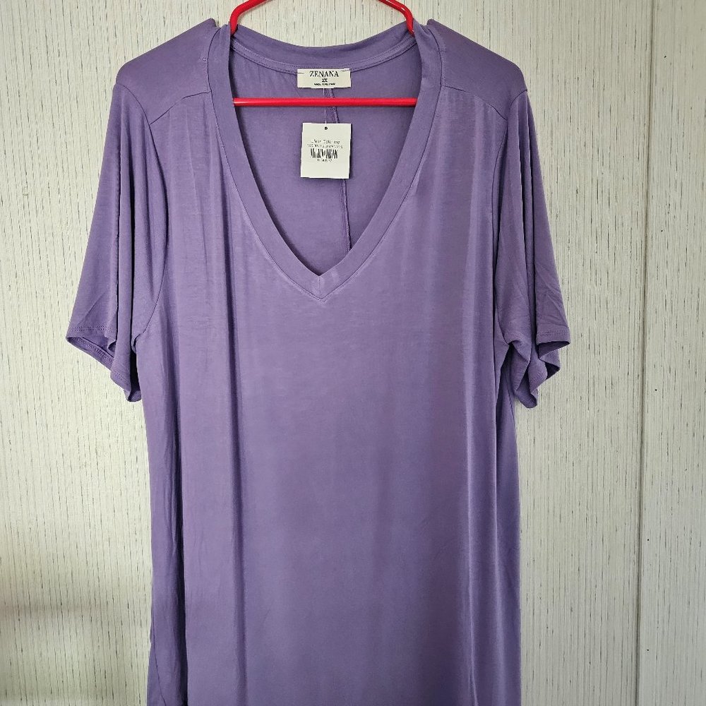 COPY - Zenana Purple short sleeve V neck top